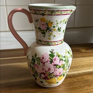Vintage Laura Ashley Home FTD Floral Ceramic Pitcher